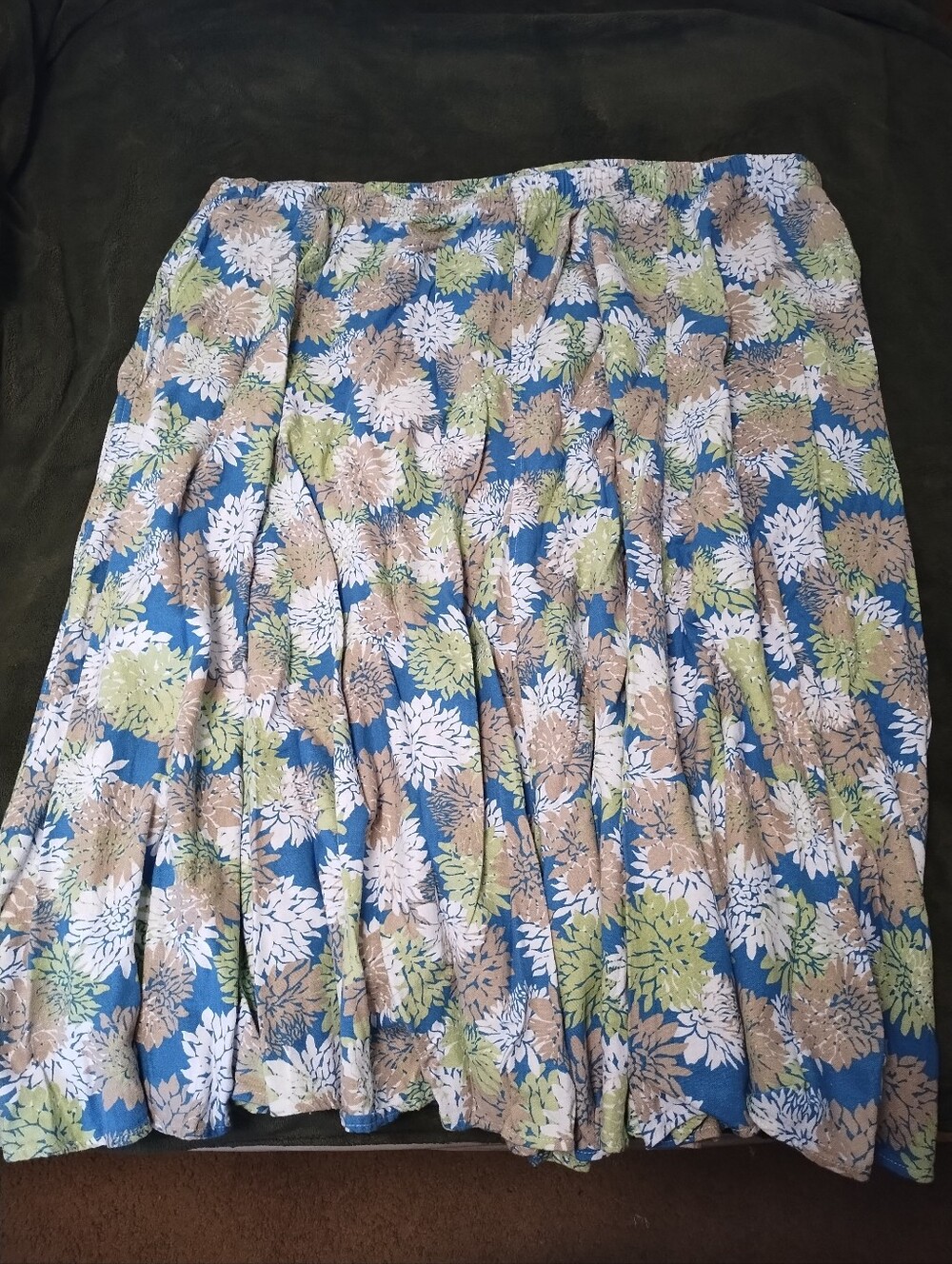 Woman Within Pull On Maxi Skirt Size 3X Elastic Waist With Pockets Blue Floral